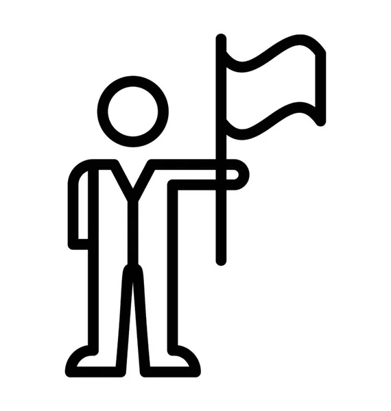 Mänskliga Avatar Håller Flagga Hedrar Ikonen För Framgång — Stock vektor