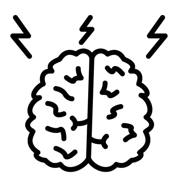 Cerebro Humano Con Relámpagos Icono Para Lluvia Ideas — Vector de stock