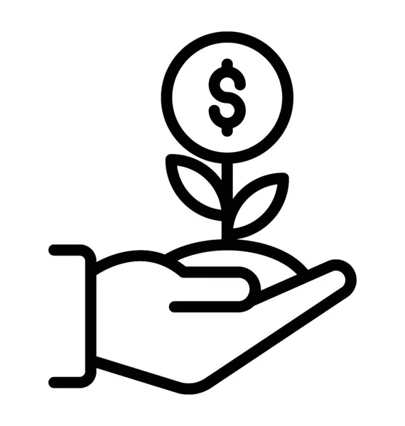 Bir Dolar Büyüme Ile Büyüyen Bir Bitki — Stok Vektör