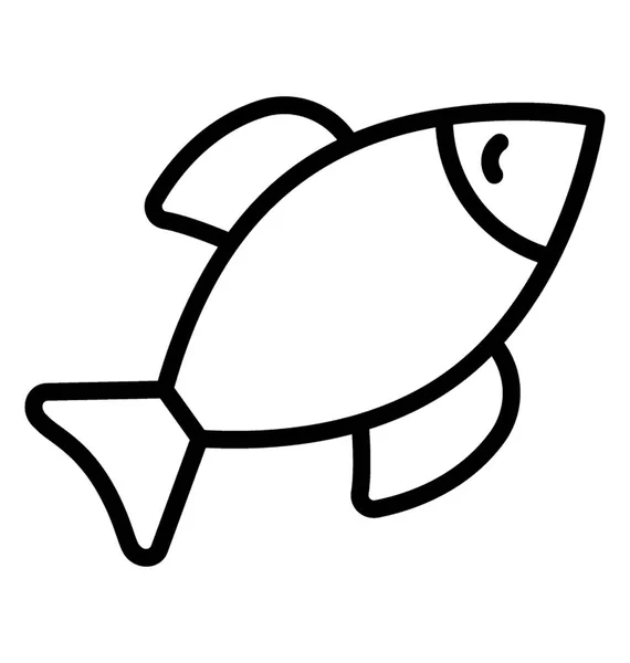 Línea Peces Animales Acuáticos Icono Diseño — Vector de stock