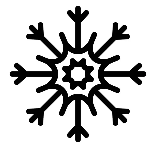 Linie Ikone Des Schneeflockendesigns Dekorative Winterschneeflocke — Stockvektor