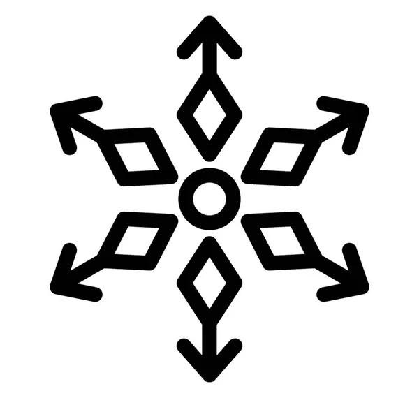 Hexagon Snöflinga Linje Ikon Design Dekorativa Snöflinga — Stock vektor