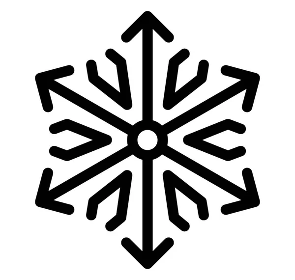 Christmas Flake Line Icon Decorative Snowflake — Stock Vector