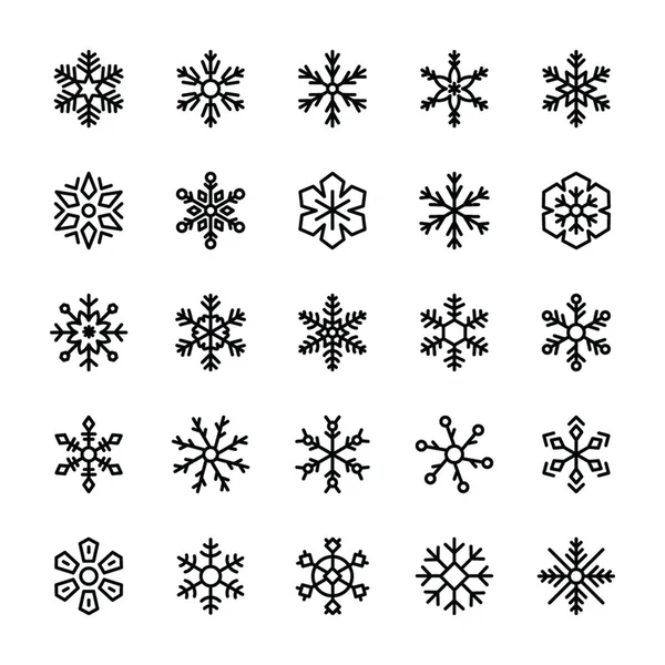 Sneeuwvlok Lijn Icons Collectie — Stockvector