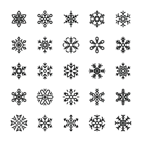 Snowflake Designs Line Icons — Stock Vector