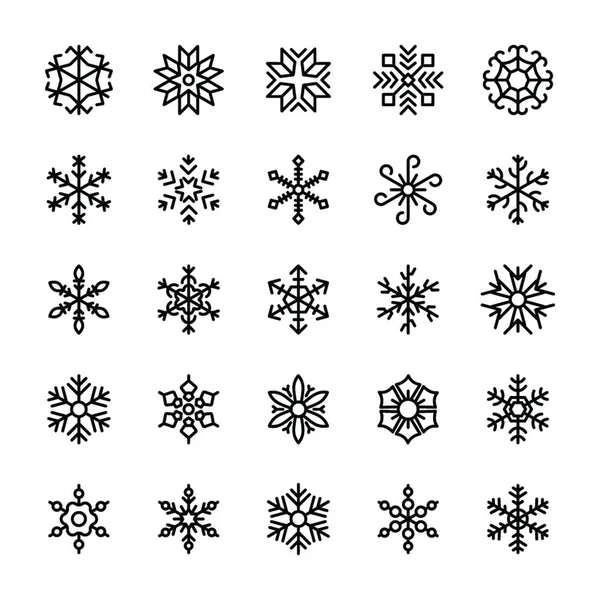 Набор Геометрических Иконок Снежинок — стоковый вектор
