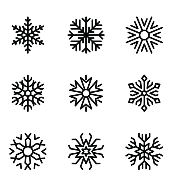 Набір Піктограм Лінії Сніжинки — стоковий вектор