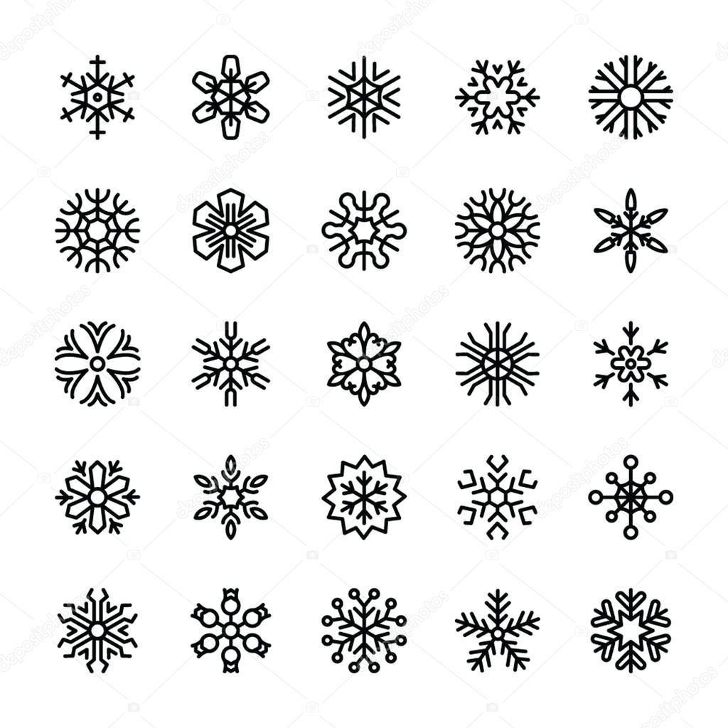 Set Of Geometric Snowflakes