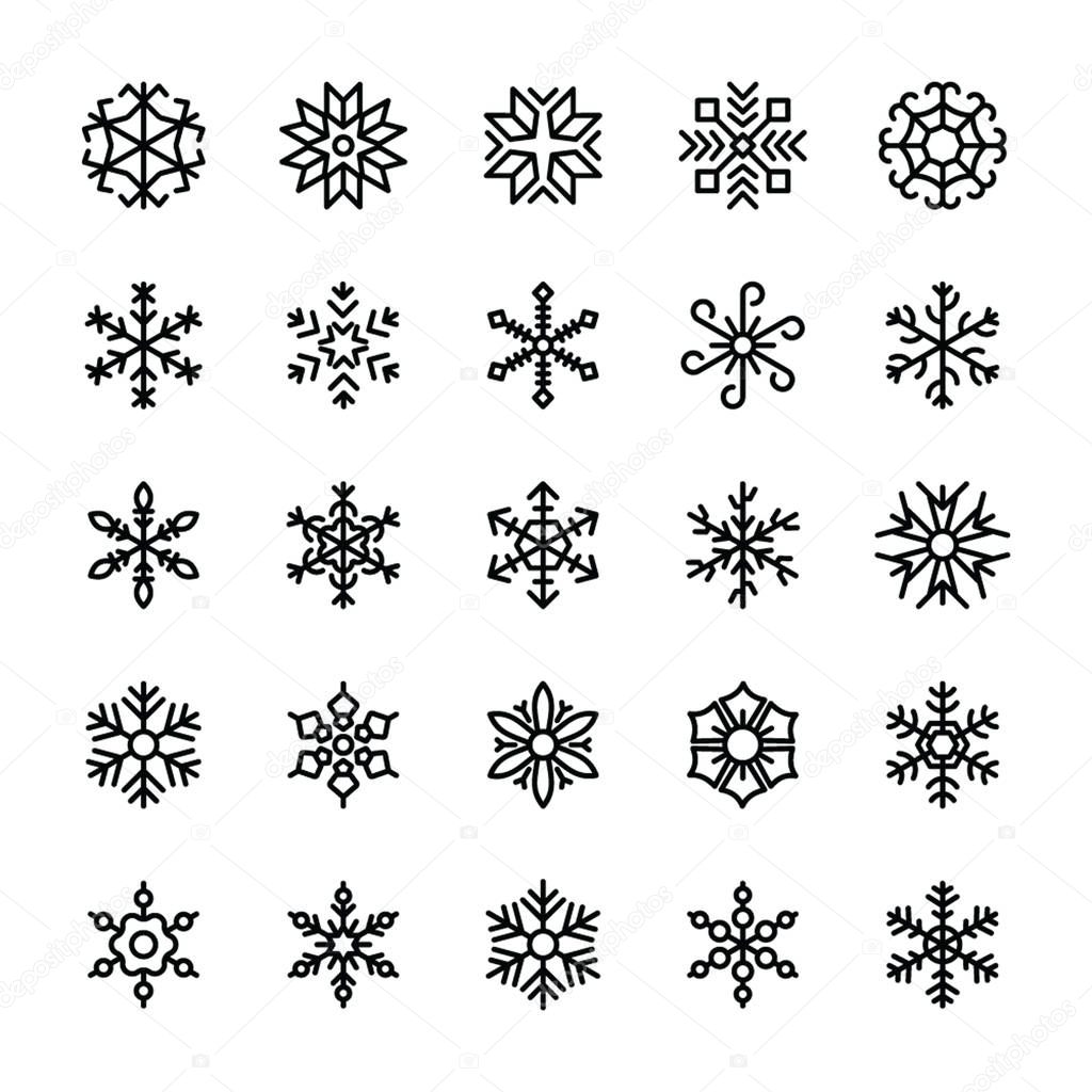 Set Of Geometric Snowflakes Icons