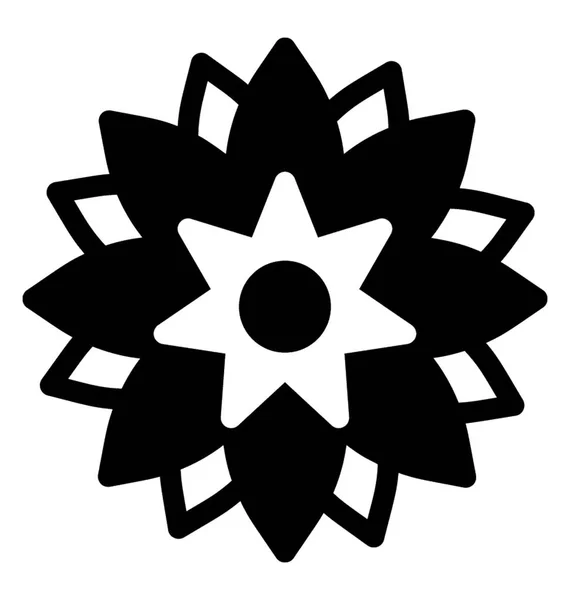Icône Solide Conception Dessin Fleur — Image vectorielle