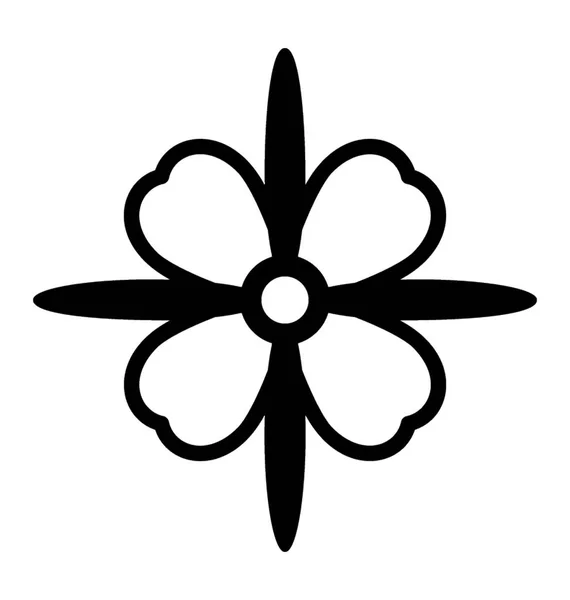 Diseño Icono Sólido Flor Cuatro Pétalos Para Decoración — Archivo Imágenes Vectoriales