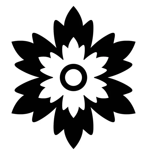 Ícone Símbolo Flor Design Sólido — Vetor de Stock