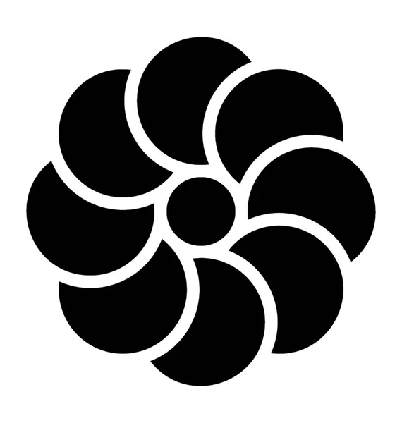 渦巻き花固体アイコン 花の装飾 — ストックベクタ