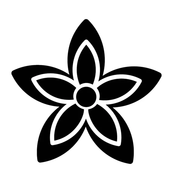 Жасмин Квітка Суцільна Ікона Квітковий Дизайн — стоковий вектор