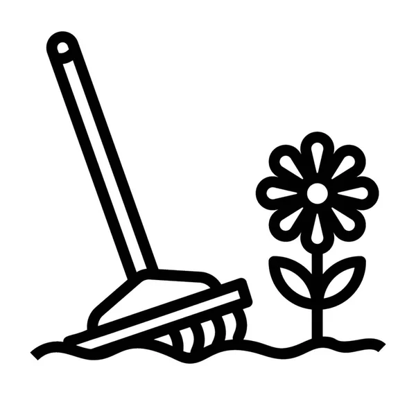 Herramientas Jardinería Con Flor Icono Plantación — Vector de stock