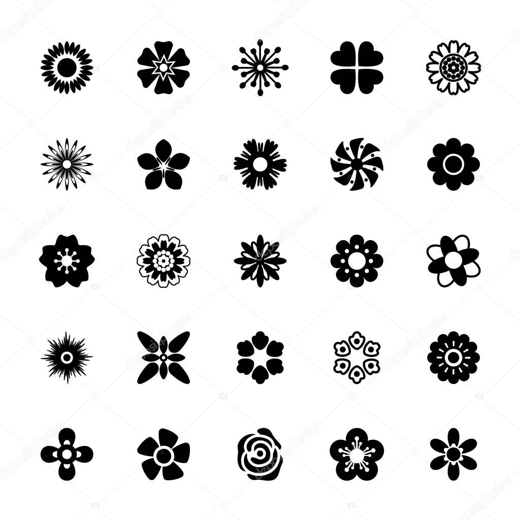 Flower Pattern and Designs Solid Icons 