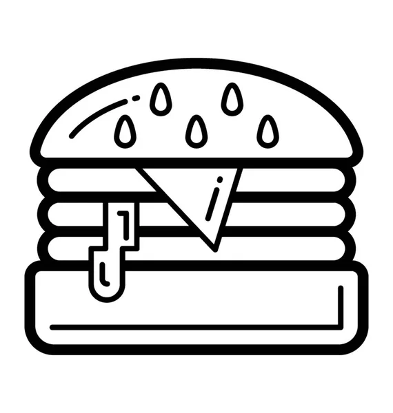 Fast Food Als Junk Artikel Burger Linie Symbol — Stockvektor