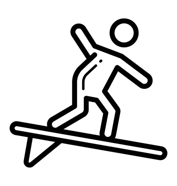 Ligne Activité Surf Icône Design — Image vectorielle