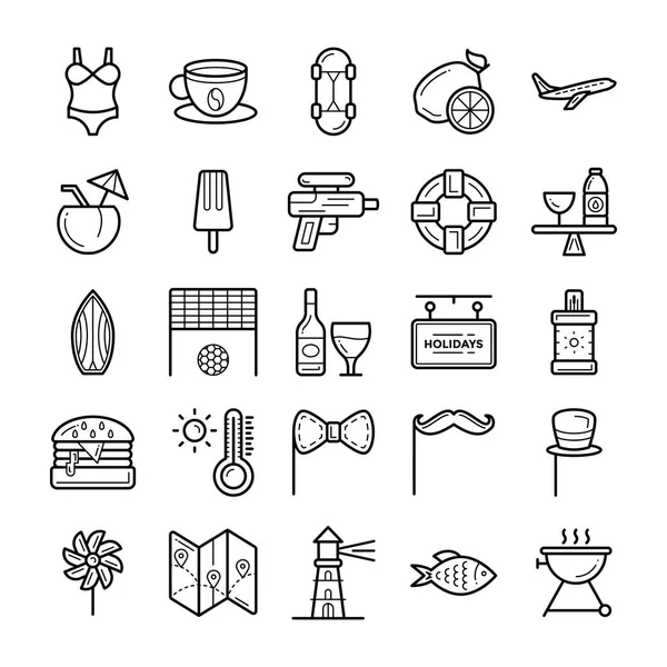 Summer Holidays Icons Pack — Stock Vector