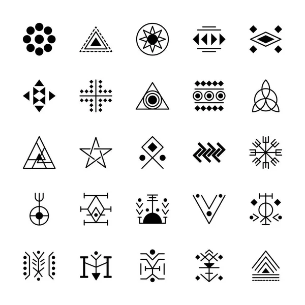 Tribal Symbols Icon Vectors Set — Stock Vector