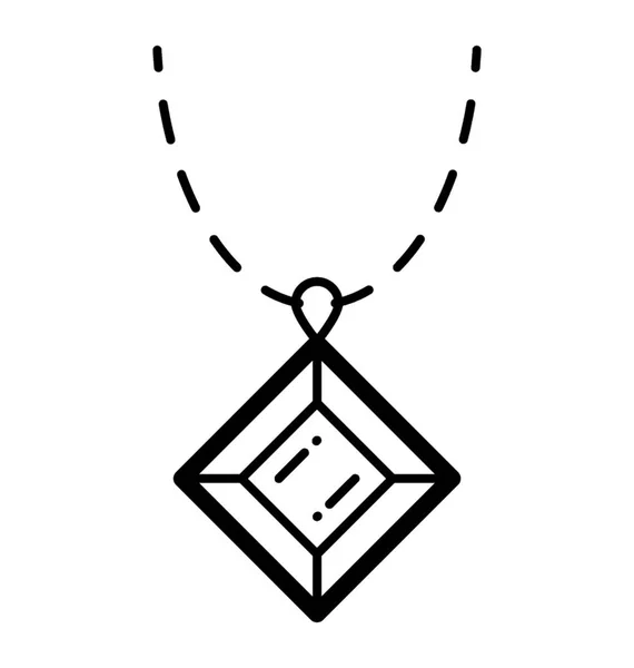 Diamond Locket Line Icon — Stock Vector