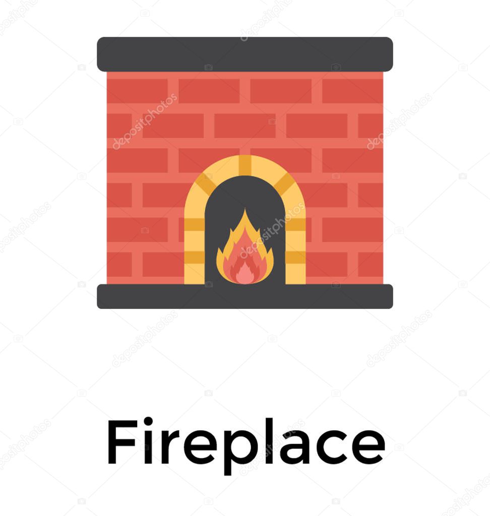Fireplace flat icon vector 