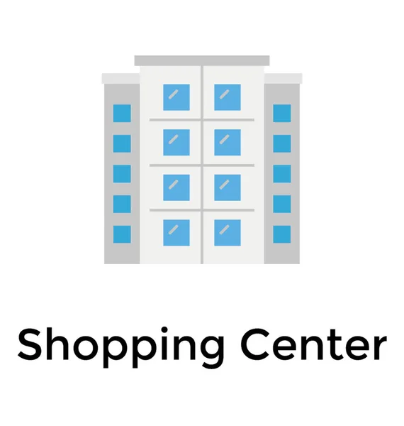 Centro Comercial Design Ícone Plano — Vetor de Stock