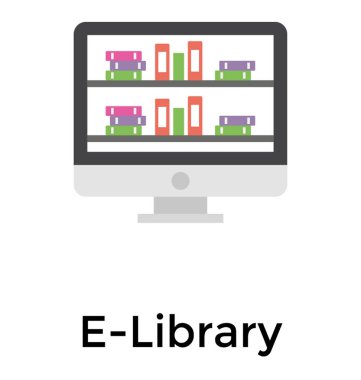 ELibrary düz simgesi tasarım 