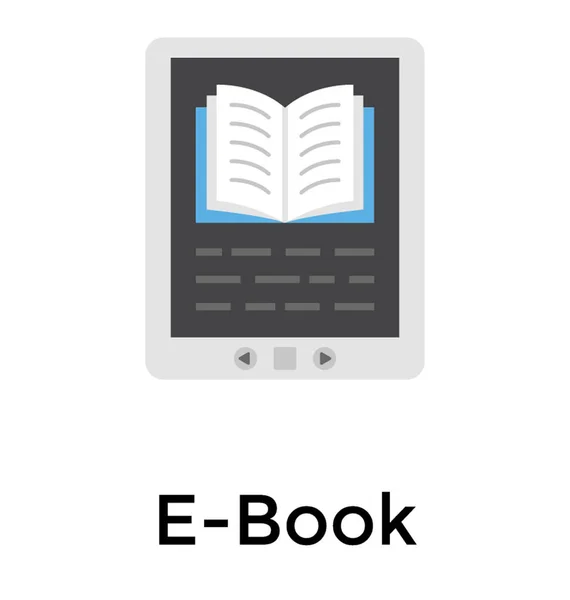 Libro Electrónico Concepto Aprendizaje Línea Icono Plano — Vector de stock