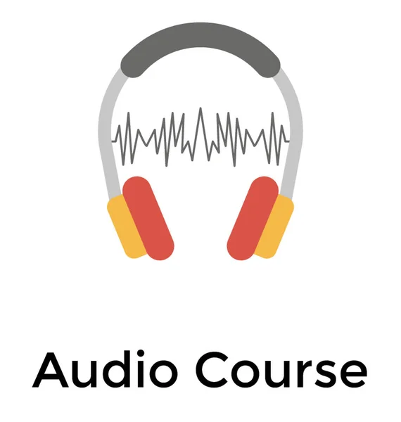 Curso Audio Icono Plano — Vector de stock