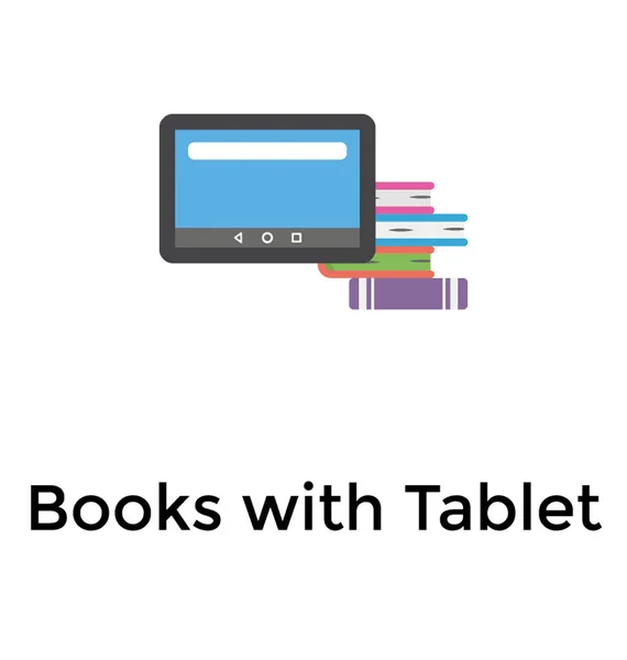 Tablet Books Elearning — Stock Vector