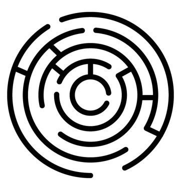 Yuvarlak labirent satırı simgesi bulmaca 