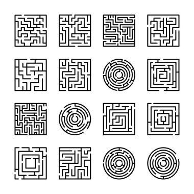 Labirent türleri Icons Set 