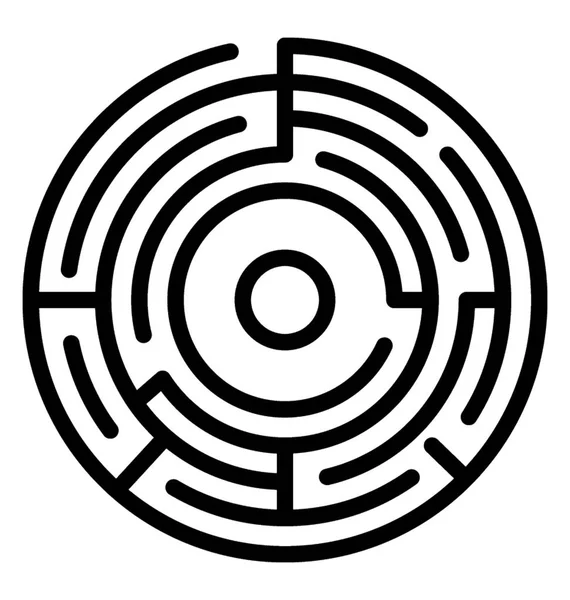 Rätsel Rund Labyrinth Linie Symbol — Stockvektor