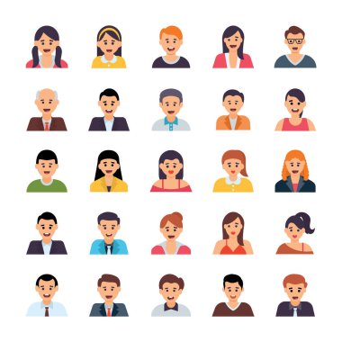 İnsan avatarlar düz Icons Set 