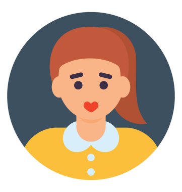 Schoolgirl düz simgesi tasarım, kadın 