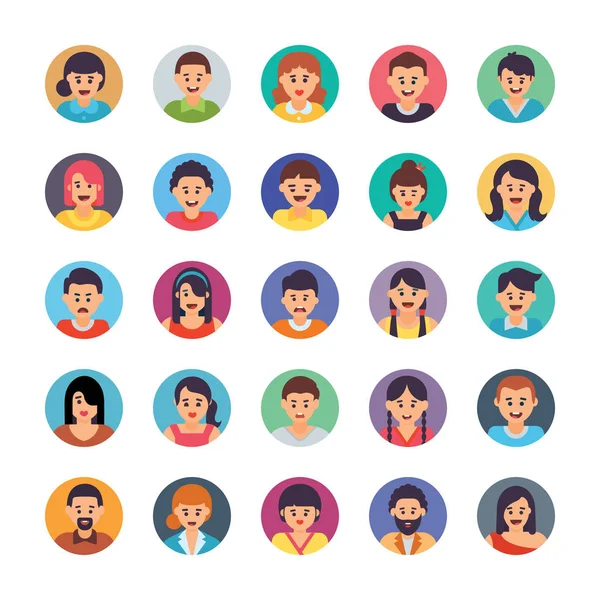 Avatars Platte Icons Set — Stockvector