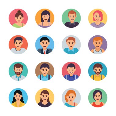 Farklı avatarlar düz Icons Set 