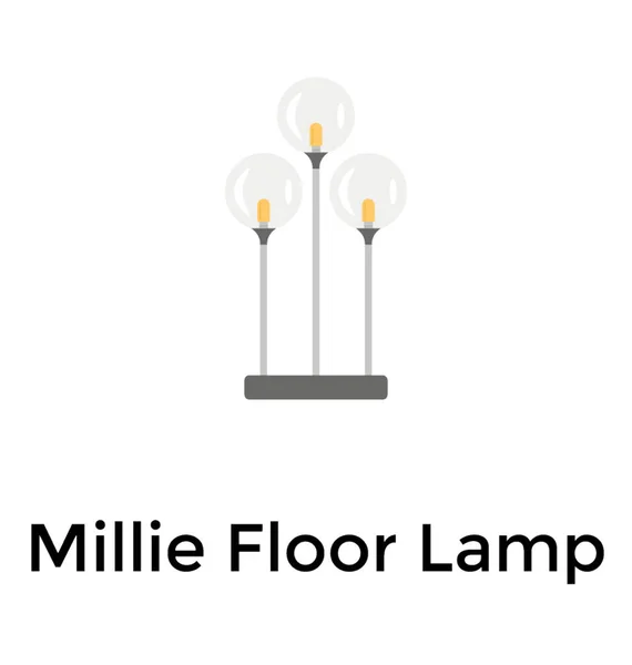 Светящаяся Лампа Плоского Значка Полу Диаметром Миллиметр — стоковый вектор