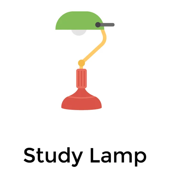 Flache Ikone Design Von Studienlampe Tischleuchte — Stockvektor