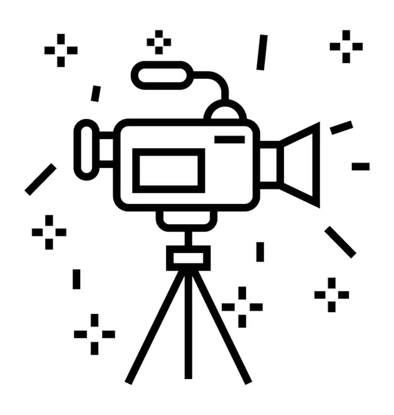 Journalist Camera Line Icon Design Camcorder — Stock Vector