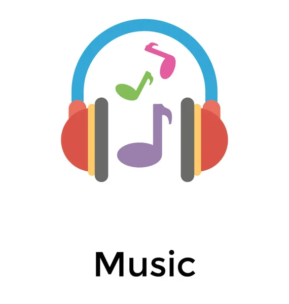 Musik Flat Icon Design Kopfhörer Icon Design — Stockvektor