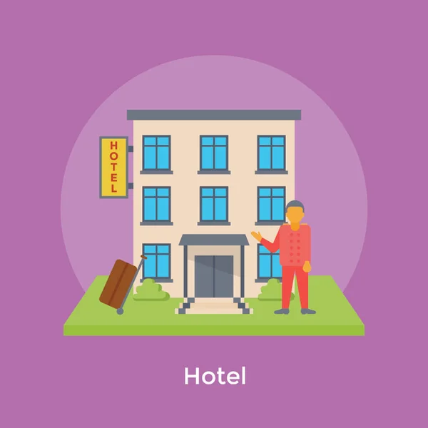 Diseño Del Icono Plano Del Hotel — Vector de stock