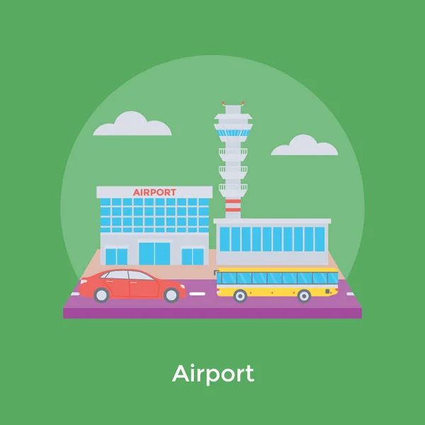 Επίπεδη Εικόνα Του Αεροδρομίου — Διανυσματικό Αρχείο