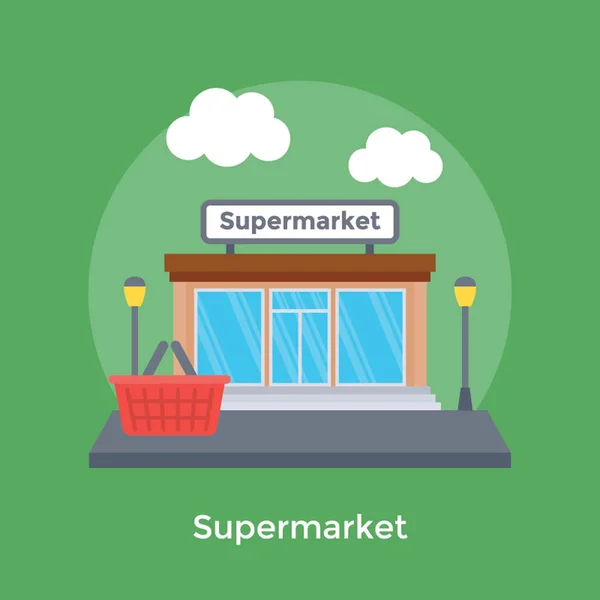 Supermarket Food Shopping Sale Front Entrance — Stock Vector