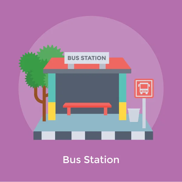 Estación Autobuses Icono Plano — Vector de stock