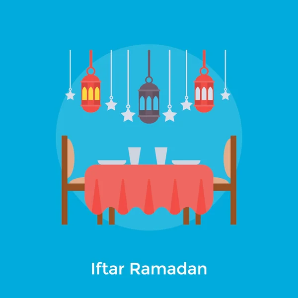 Ramadan Iftar Platte Pictogram Feestelijke Voedsel — Stockvector