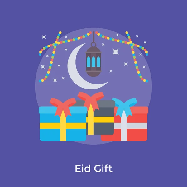 Eid Geschenken Platte Pictogram — Stockvector