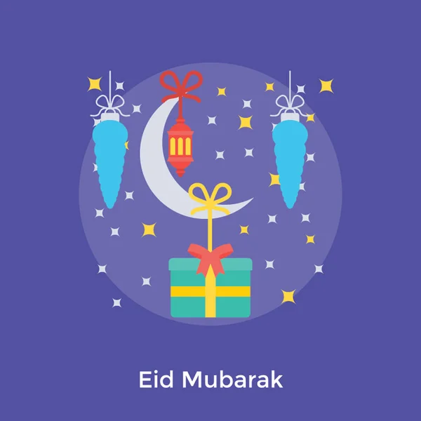 Concepto Mubarak Eid Diseño Icono Plano — Vector de stock