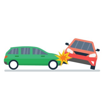 Trafik kazası düz detaylı simgesi 